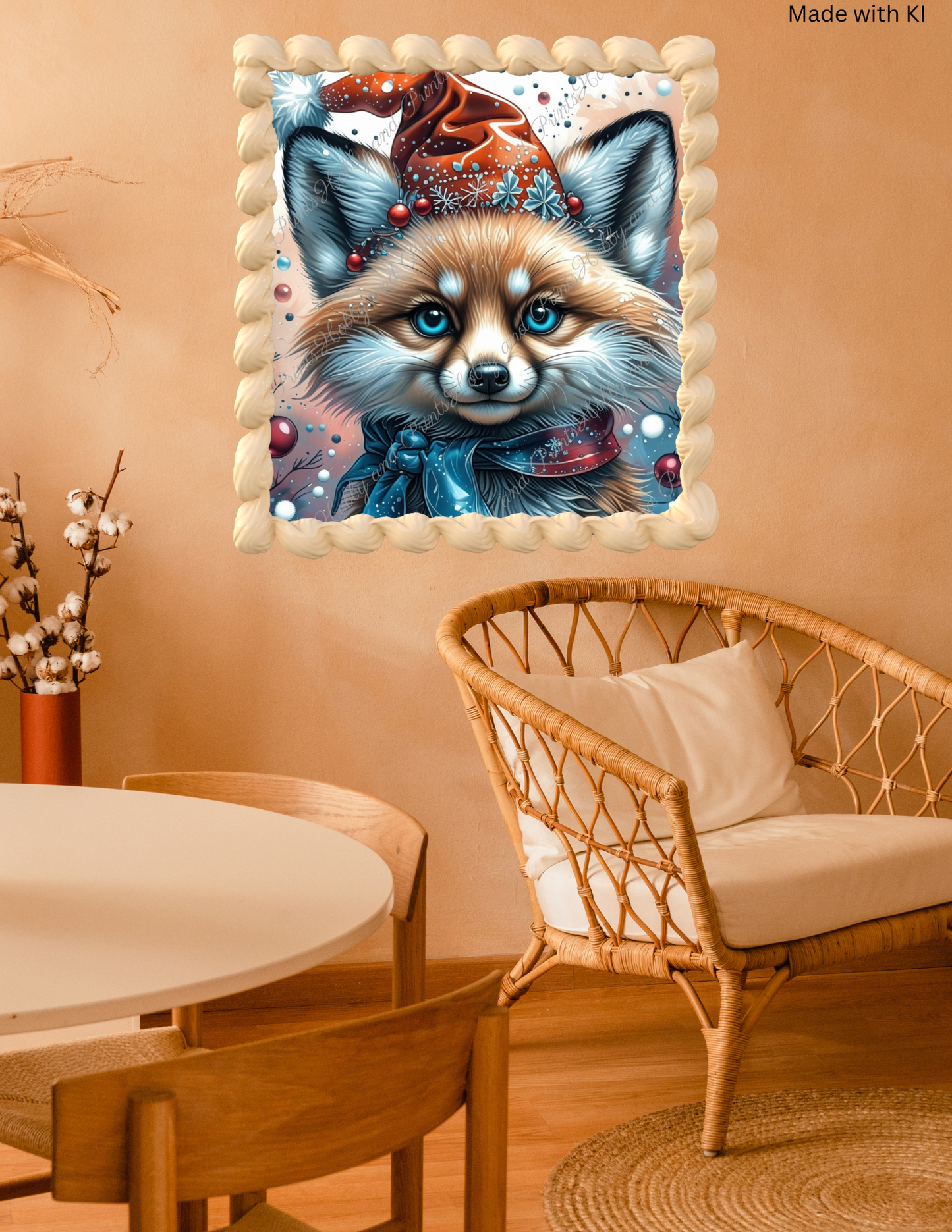 Fuchs Robbin mit Weihnachtsmütze