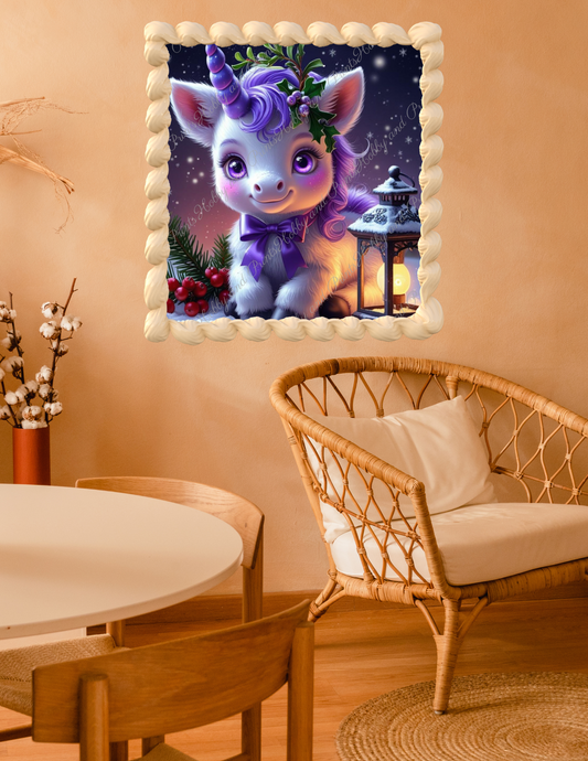süßes Einhorn im Winter 40*40cm