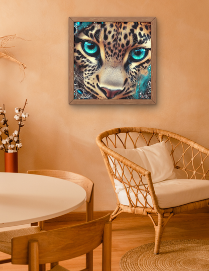 Leopard mit türkisen Augen