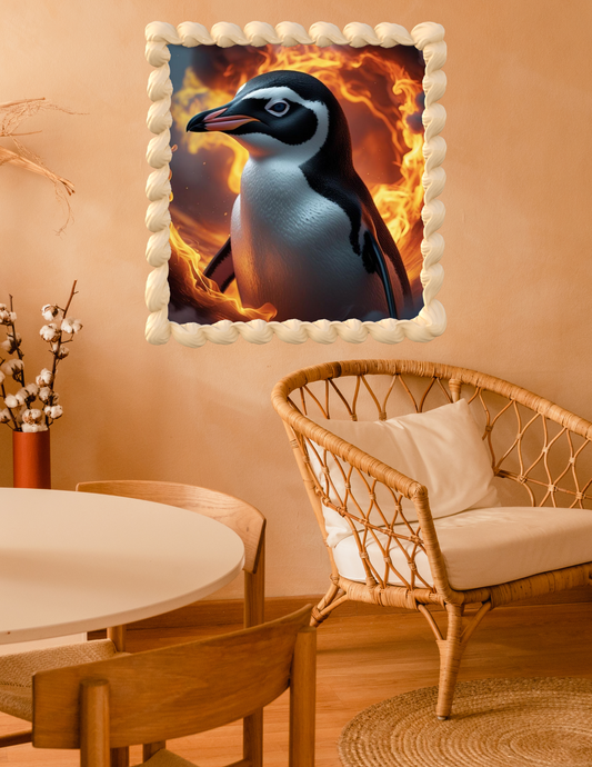 Pinguin im Flammenwirbel
