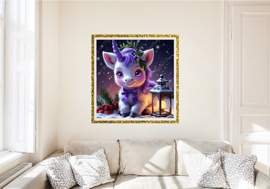 süßes Einhorn im Winter