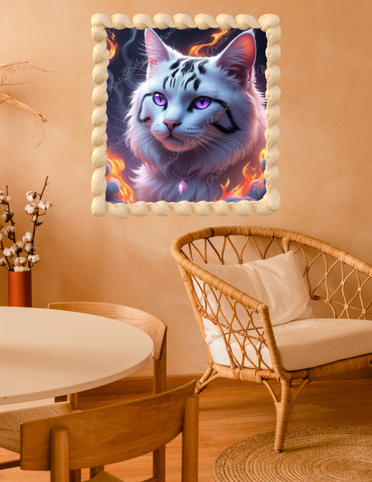 süße Katze im Flammenwirbel 40*40cm
