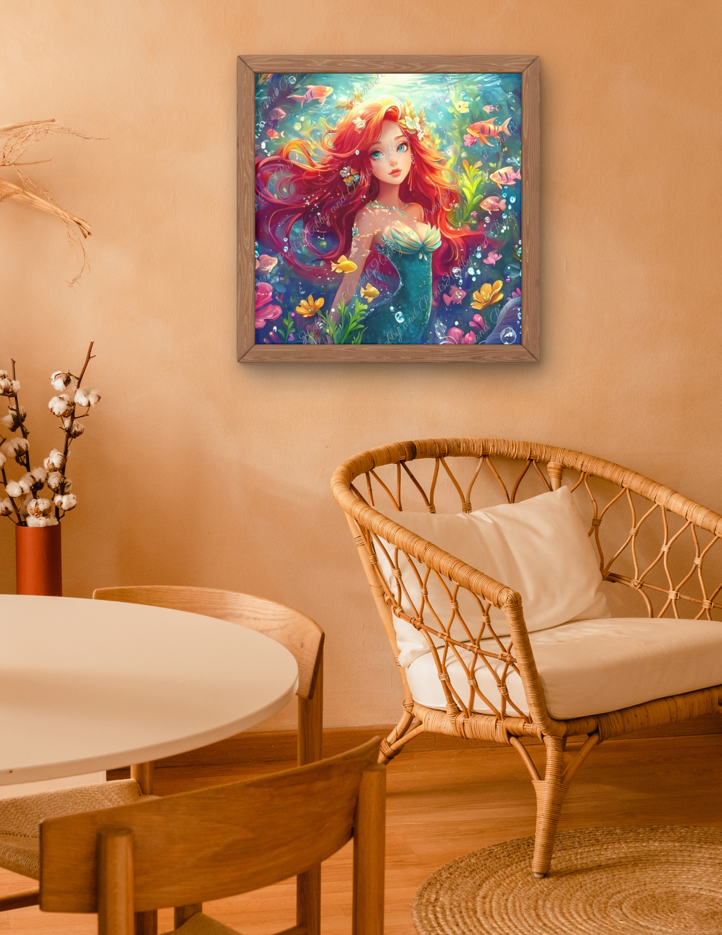 Meerjungfrau mit roten Haaren 50*50cm