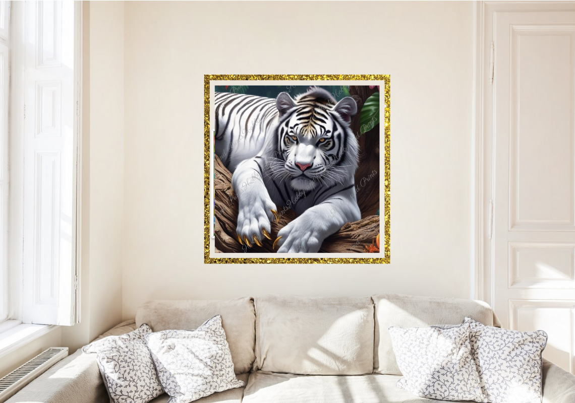 Weißer Tiger mit goldenen Krallen