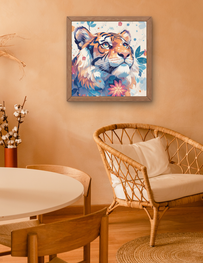 Kawaii Tigerkopf mit Blumen