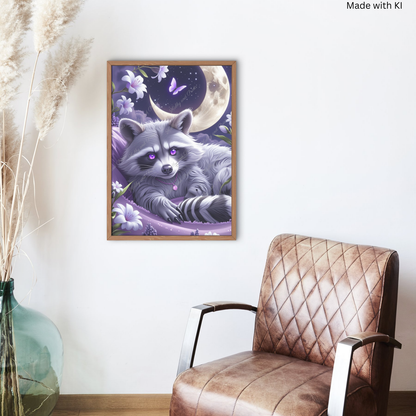 süßer Waschbär bei Nacht