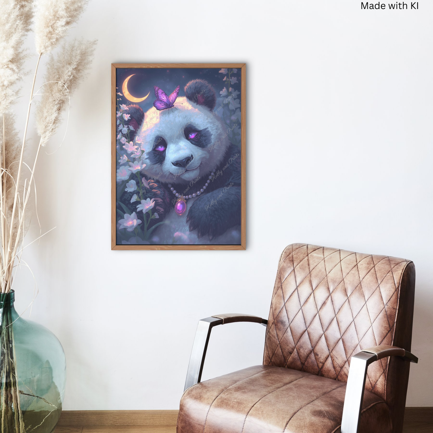 fantasievoller Pandabär bei Nacht