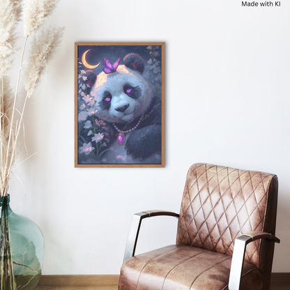 fantasievoller Pandabär bei Nacht