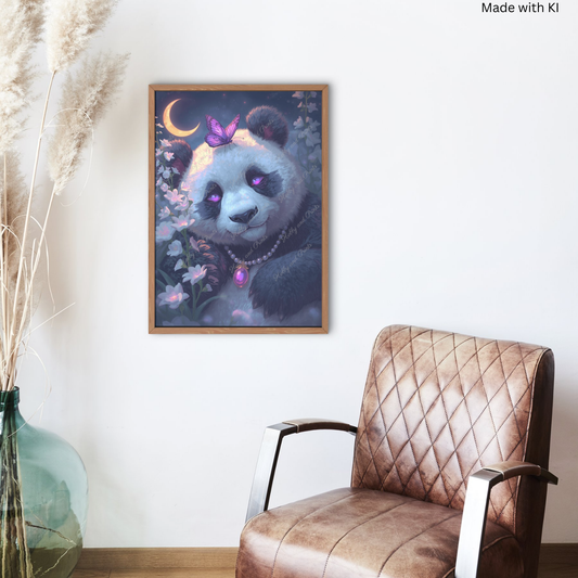 fantasievoller Pandabär bei Nacht