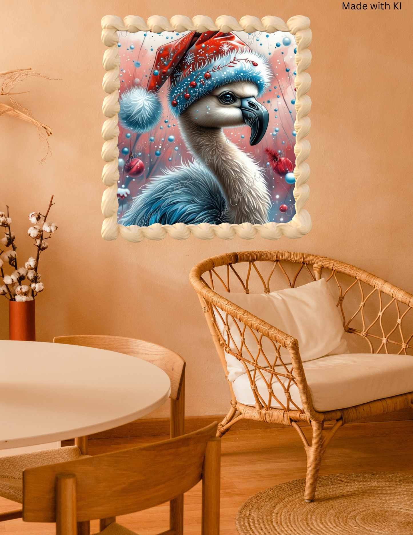 Flamingo Eddy mit Weihnachtsmütze