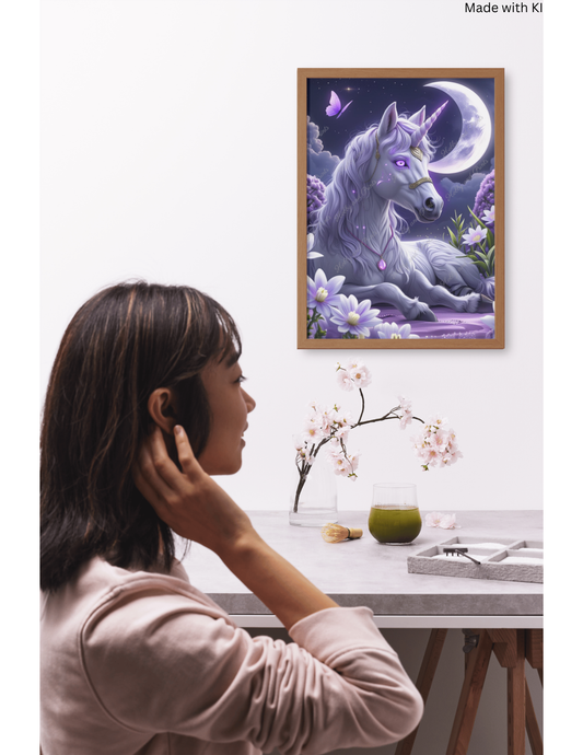 weißes Einhorn bei Nacht