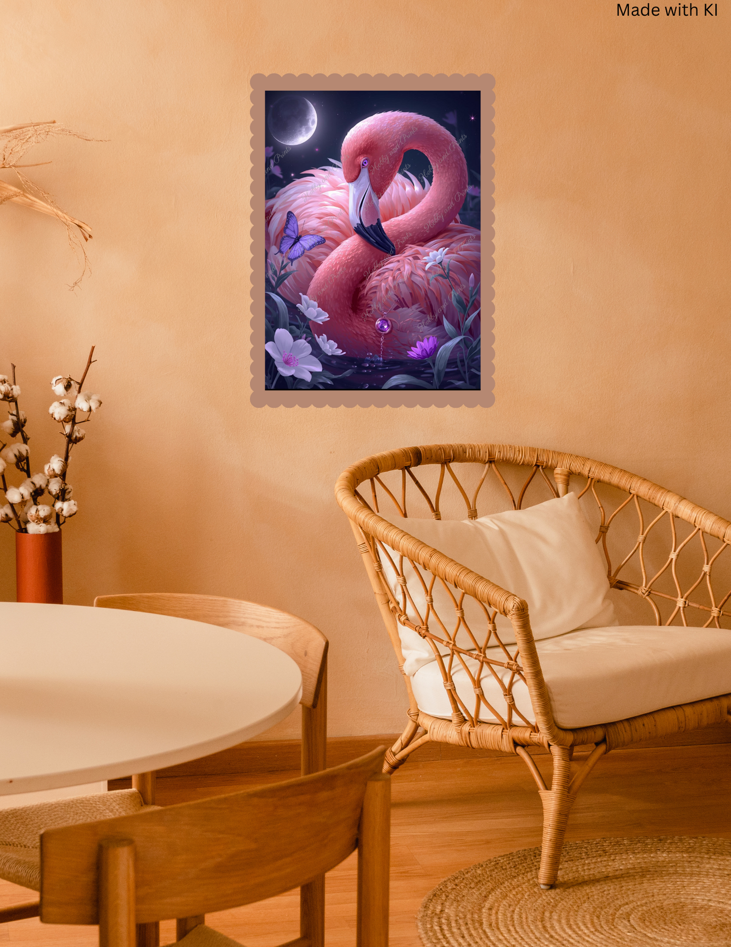 farbprächtiger Flamingo bei Nacht