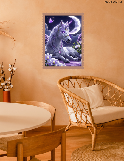 weißes Einhorn bei Nacht