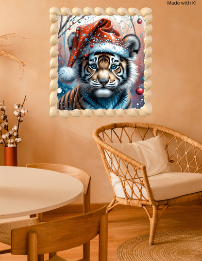Tiger Mila mit Weihnachtsmütze