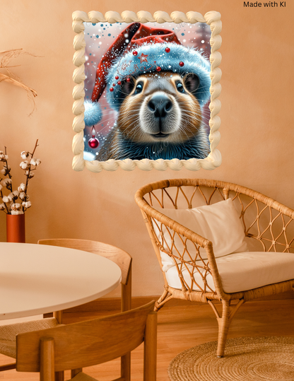 Capybara Striker mit Weihnachtsmütze