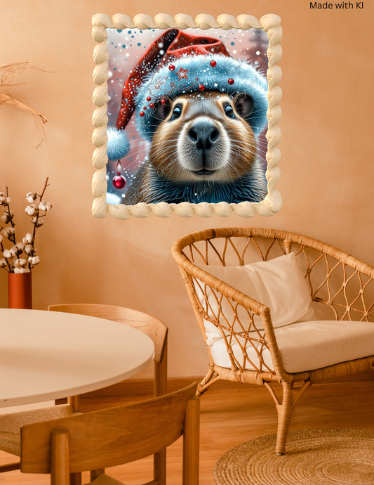 Capybara Striker mit Weihnachtsmütze
