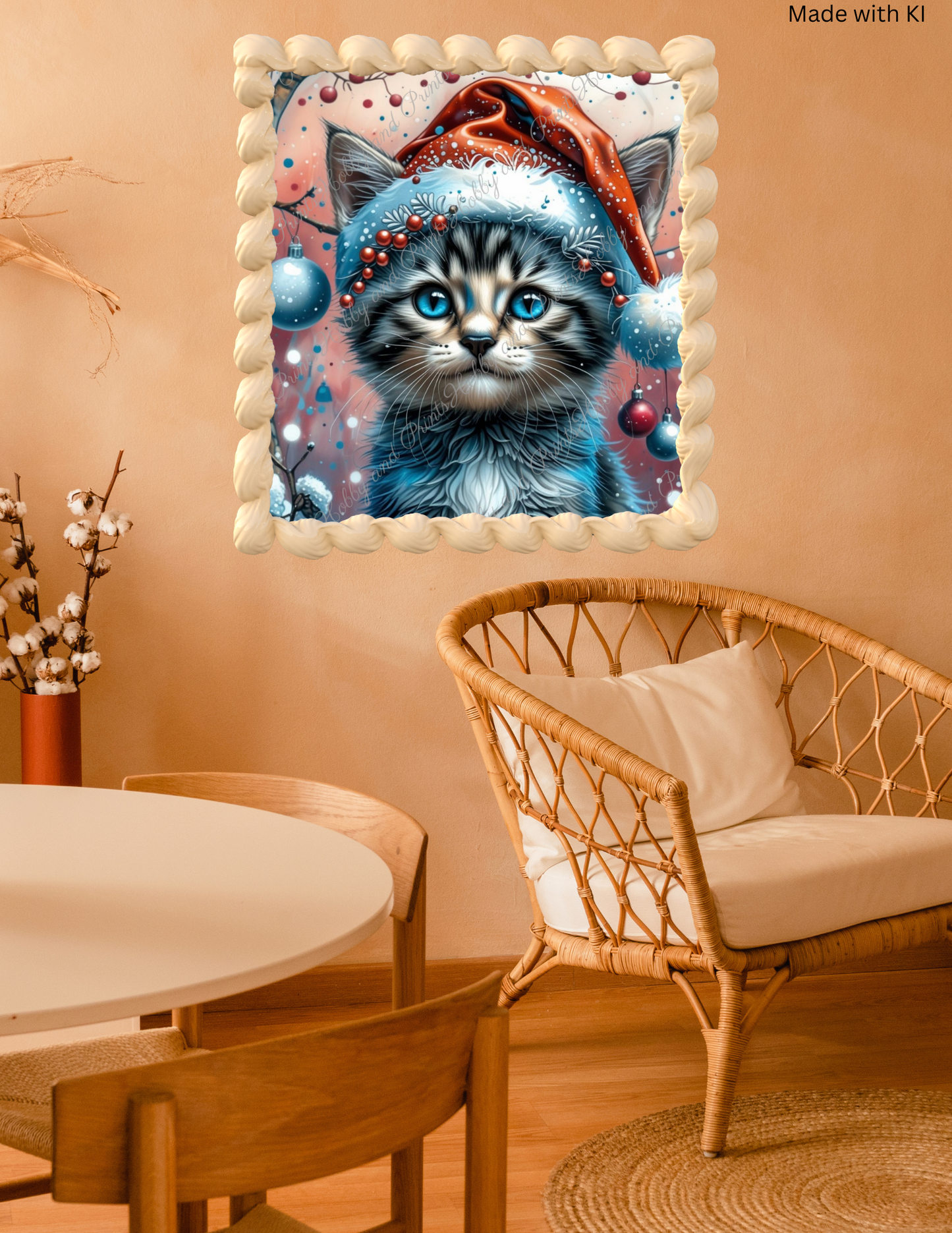 Katze Fiedel mit Weihnachtsmütze