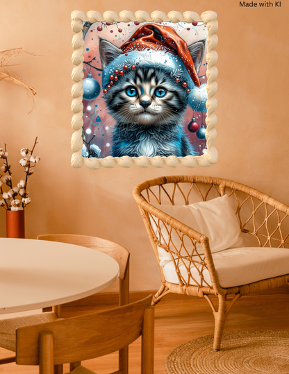 Katze Fiedel mit Weihnachtsmütze