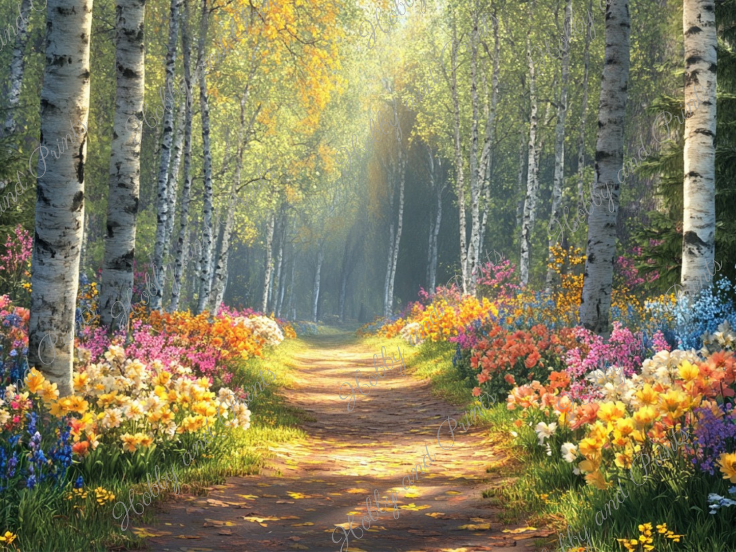 Blumenweg im Birkenwald