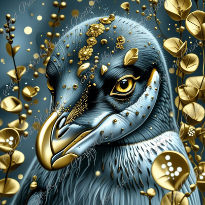Majestätischer Pinguin Happy mit goldenen Akzenten