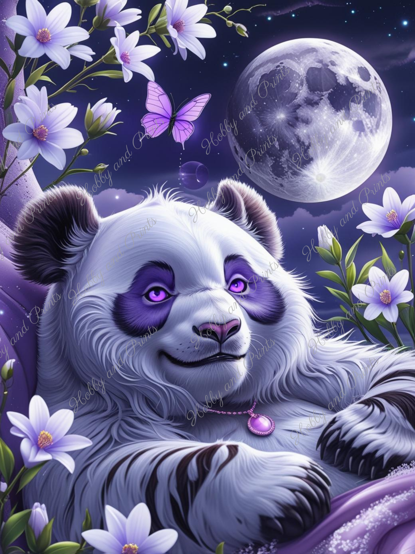 entspannter Pandabär bei Nacht