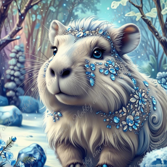 Schneecapybara Cynthia im Winterwunderland