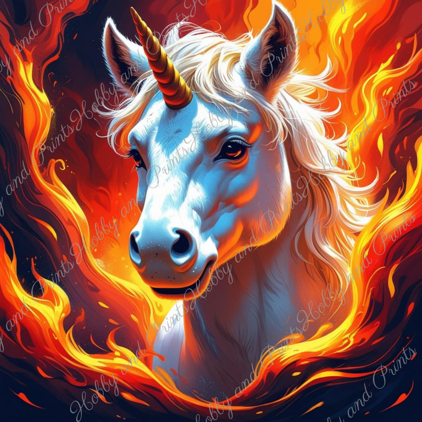Einhorn im Flammenwirbel