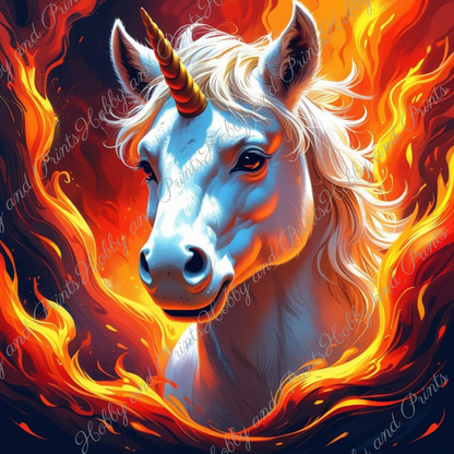 Einhorn im Flammenwirbel
