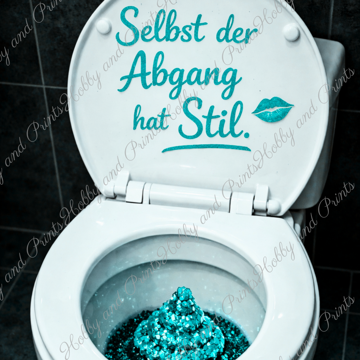 WC Toilette Türkis Abgang mit Stil