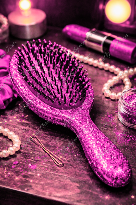 Pinke Glitzer Haarbürste – Luxus Beauty Glamour