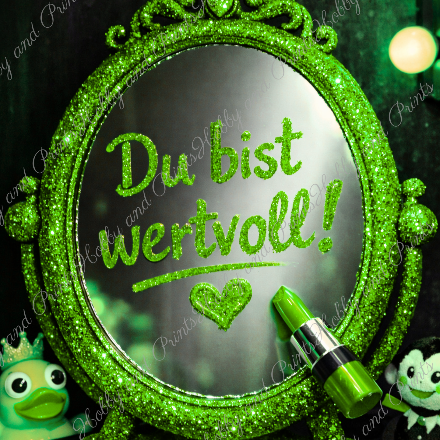 „Du bist wertvoll“ Spiegel – Grün Glamour Statement