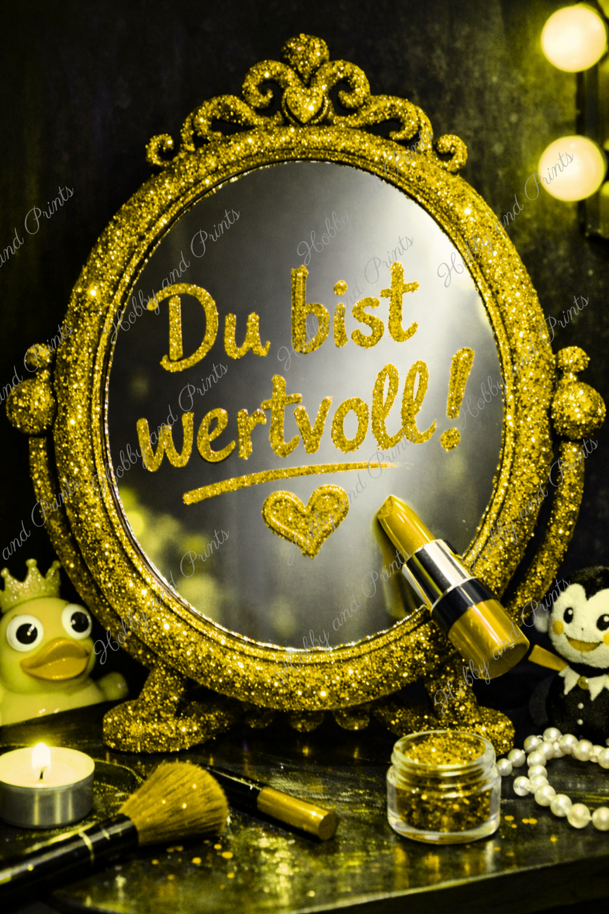 „Du bist wertvoll“ Spiegel – Gold Glamour Statement