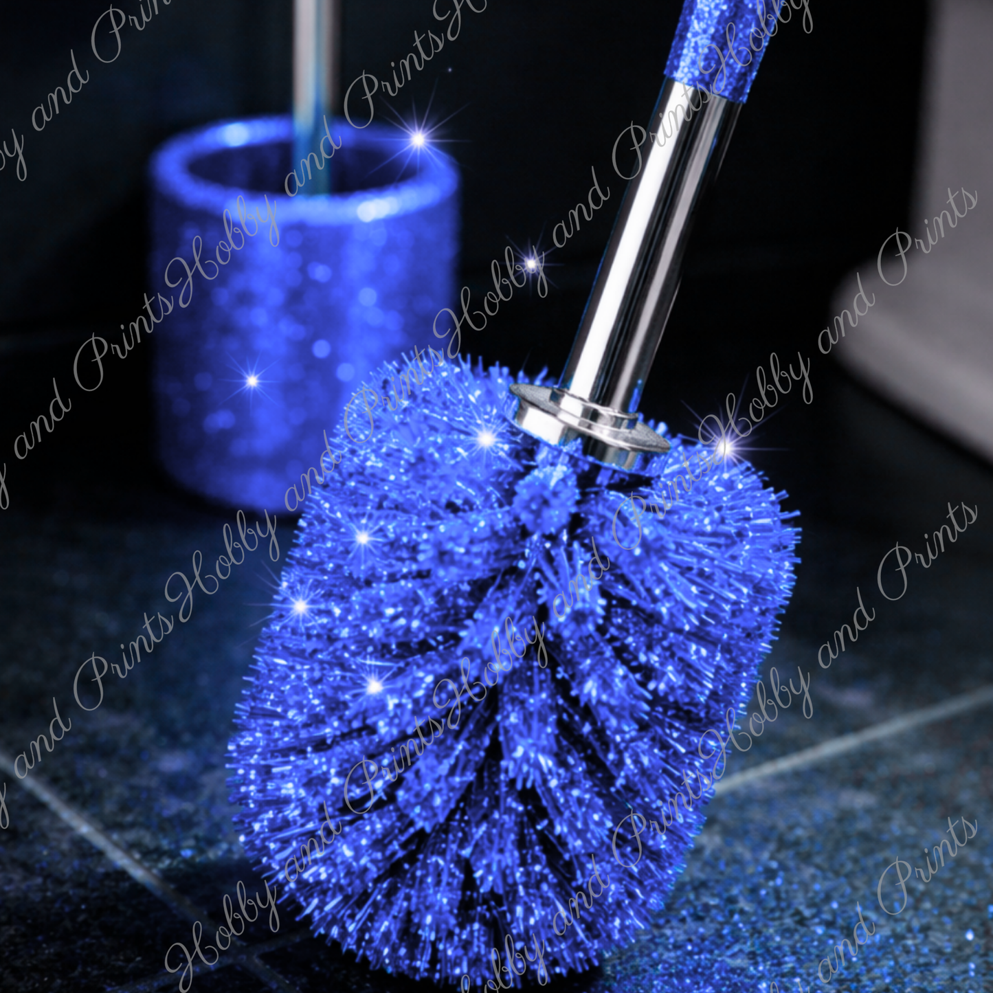 WC Bürste blau Glitzer Klobürste