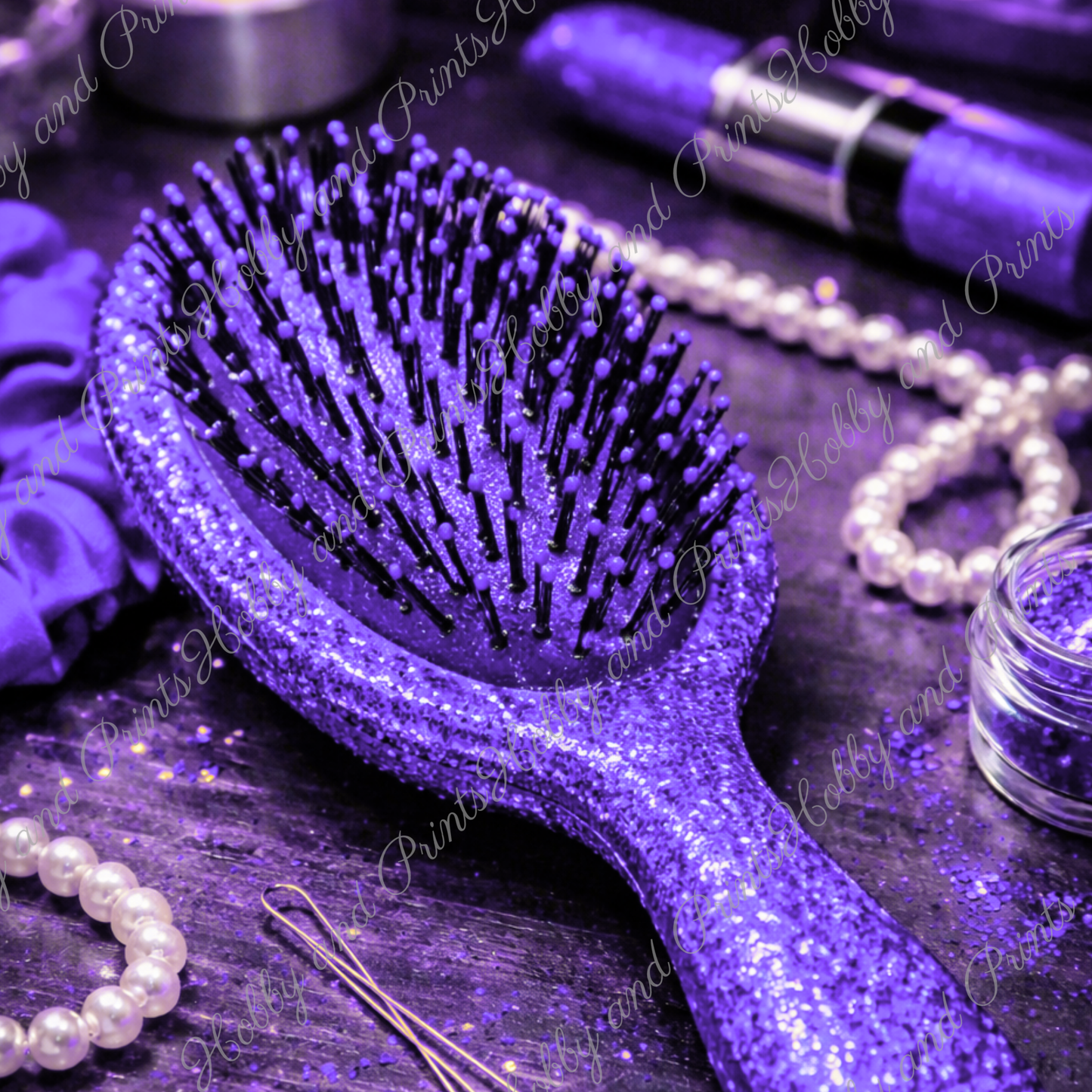 Violette Glitzer Haarbürste – Luxus Beauty Glamour