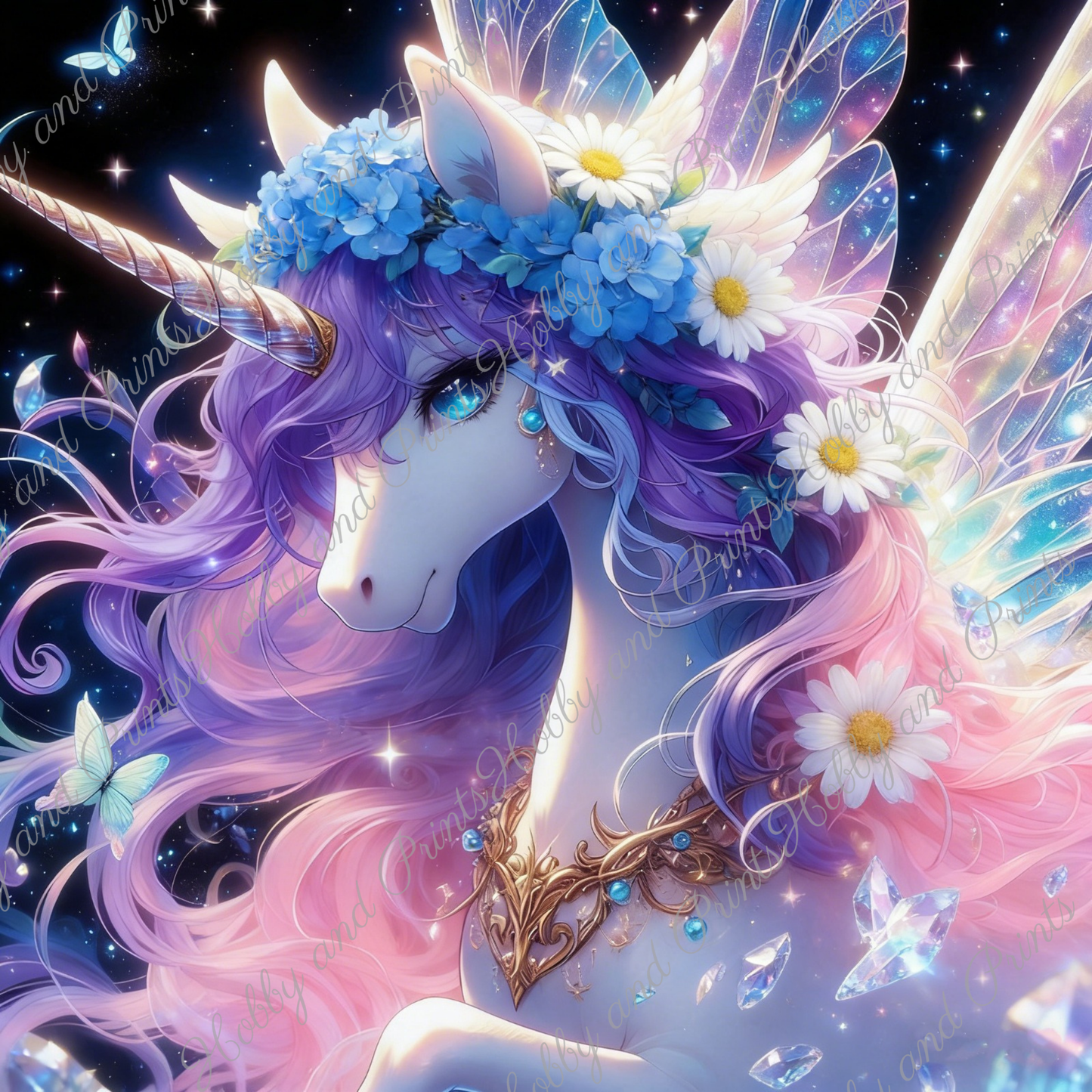Einhorn Violetta bei Nacht