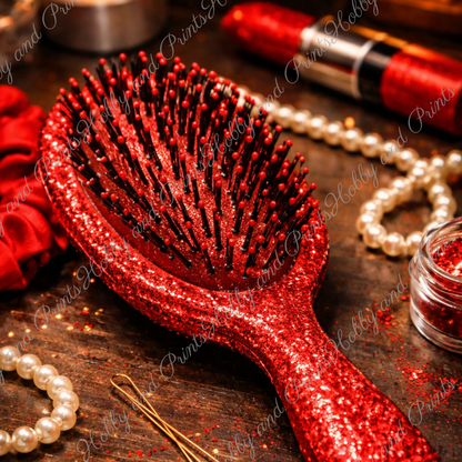 Rote Glitzer Haarbürste – Luxus Beauty Glamour