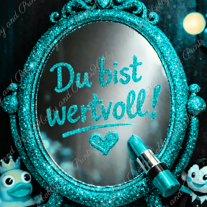 „Du bist wertvoll“ Spiegel – Türkis Glamour Statement
