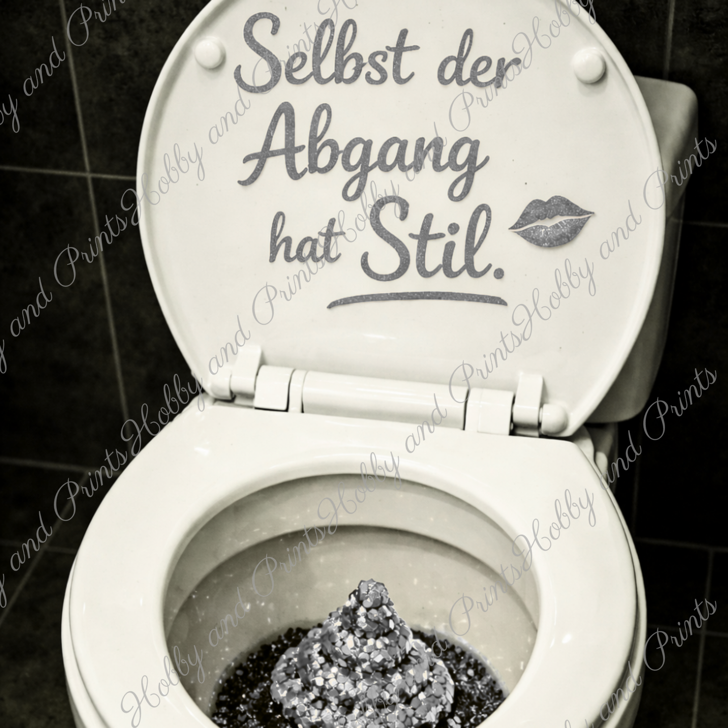 WC Toilette Silber Abgang mit Stil