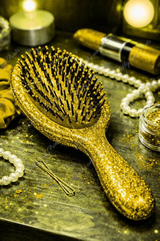 Goldene Haarbürste – Luxus Beauty Glamour