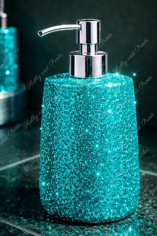 Glitzer Seifenspender Türkis – Luxus Badezimmer Deko