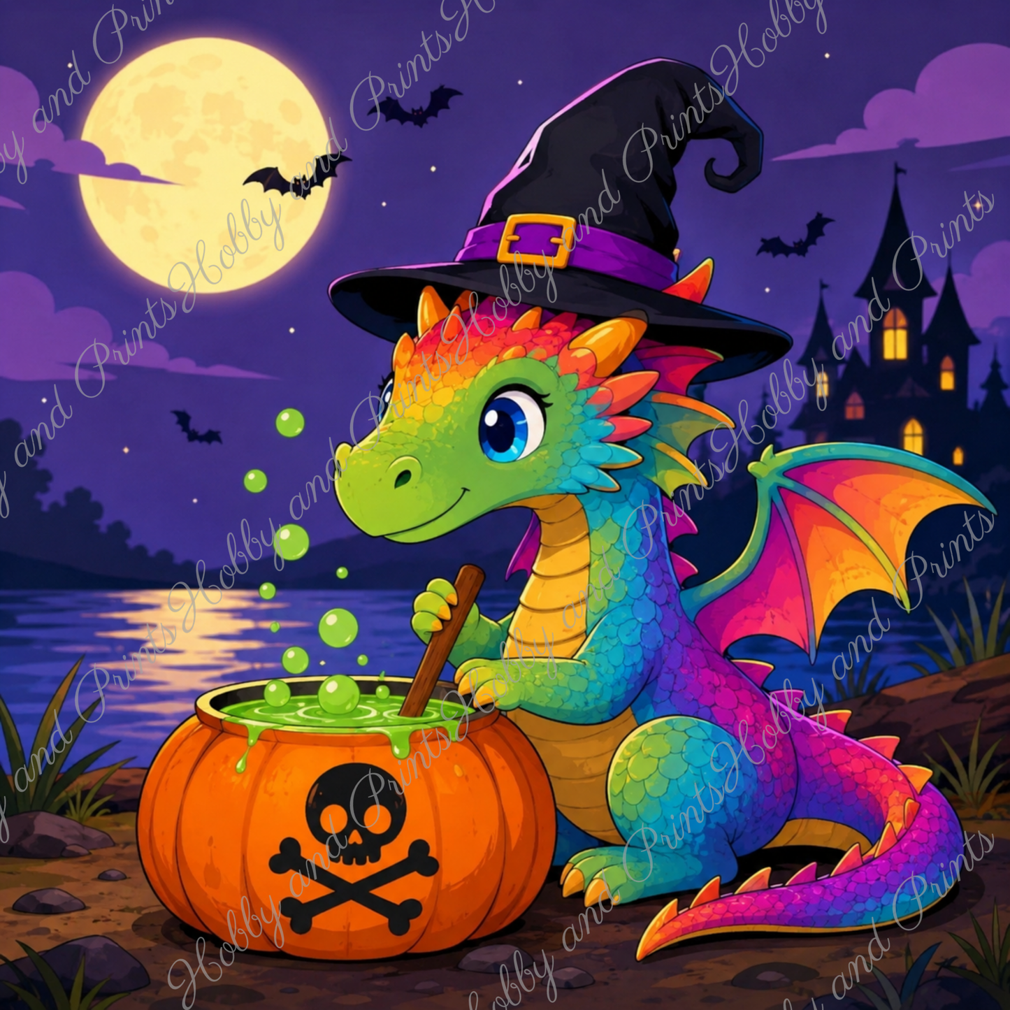 Halloween Drache mit Hexenhut