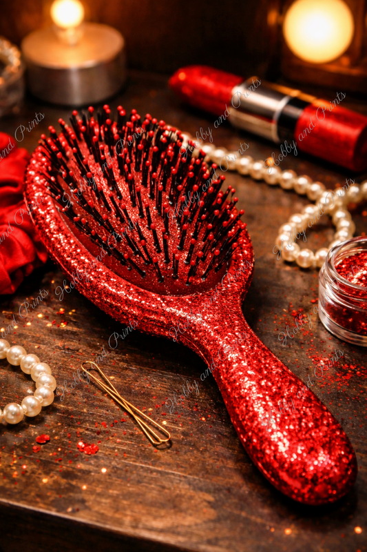 Rote Glitzer Haarbürste – Luxus Beauty Glamour