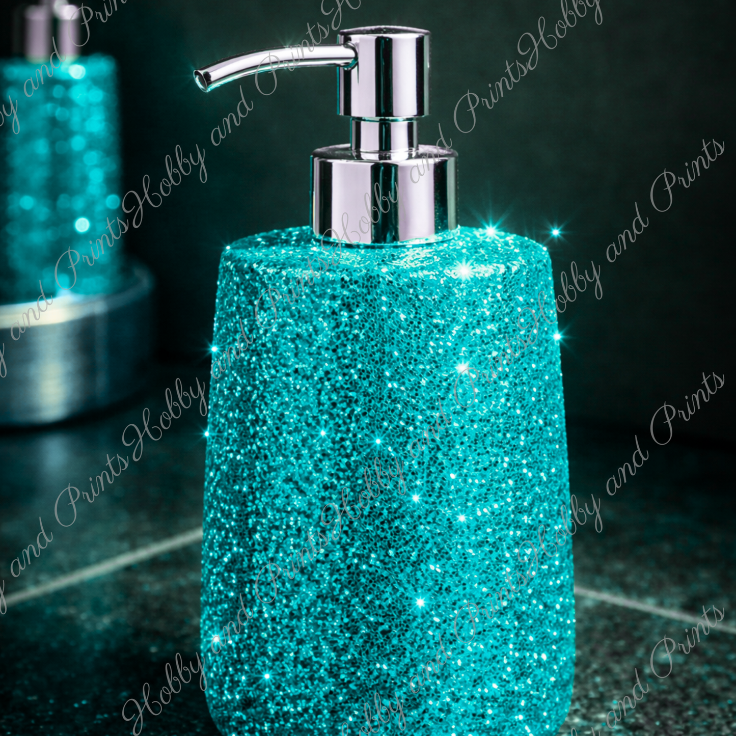 Glitzer Seifenspender Türkis – Luxus Badezimmer Deko