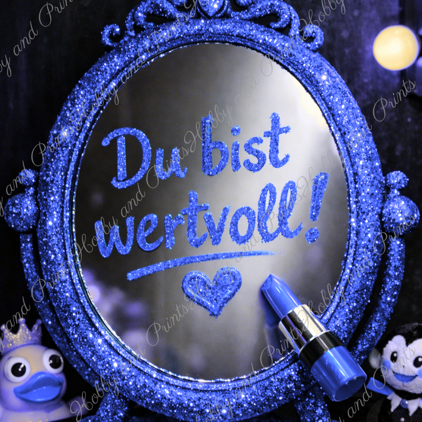 „Du bist wertvoll“ Spiegel – Blau Glamour Statement