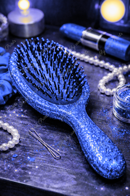 Blaue Glitzer Haarbürste – Luxus Beauty Glamour