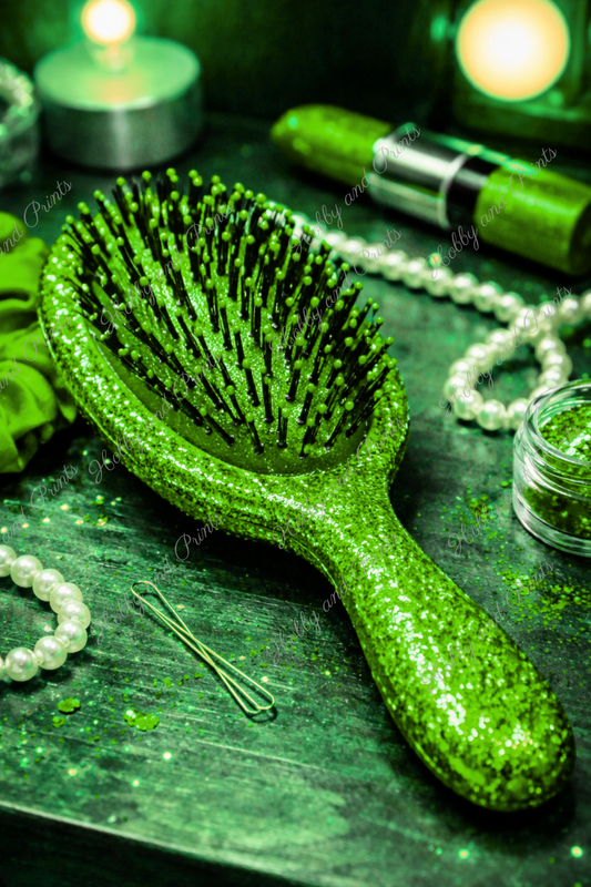 Grüne Glitzer Haarbürste – Luxus Beauty Glamour