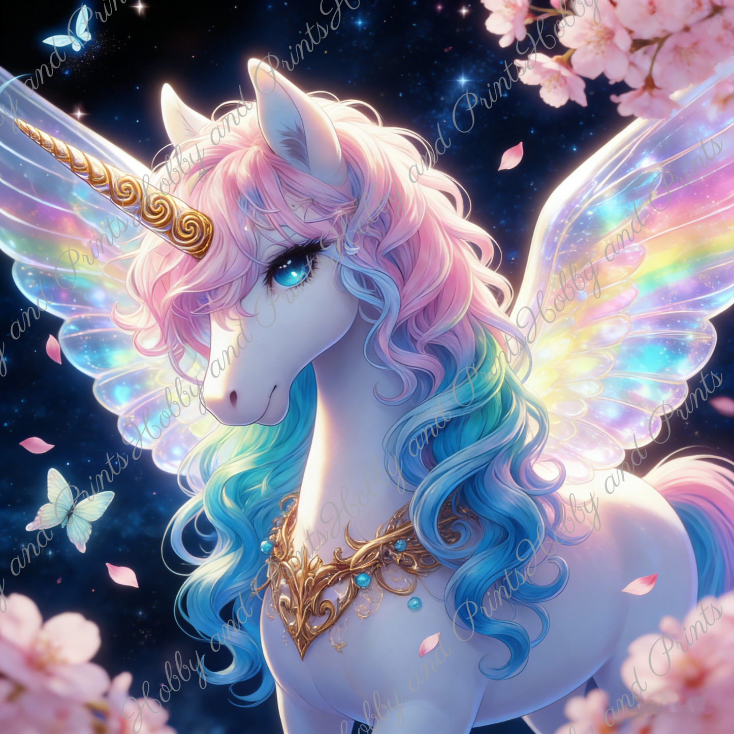 Einhorn Rainbow bei Nacht