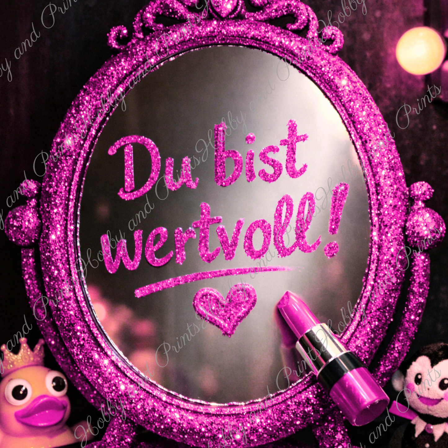 „Du bist wertvoll“ Spiegel – Pink Glamour Statement