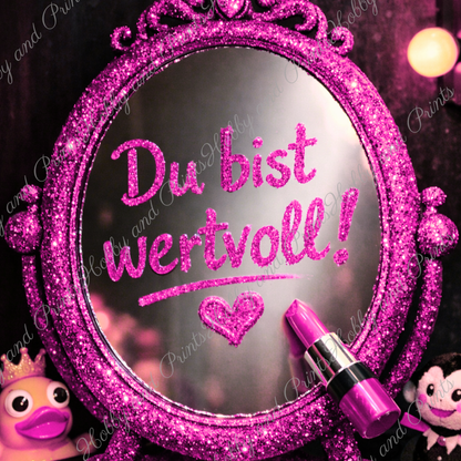 „Du bist wertvoll“ Spiegel – Pink Glamour Statement