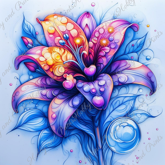 Bunte Lilie in gelb blau